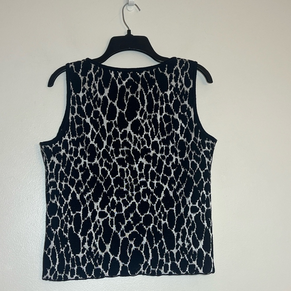 St. John Black & White Reversible Animal Print Tank Top Medium - Picture 4 of 6